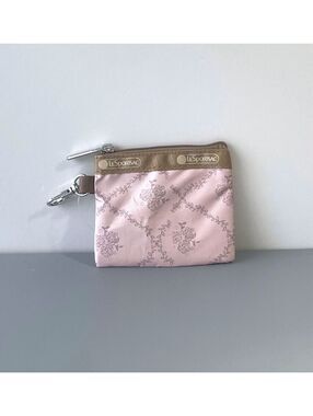 LeSportsac Pink Floral Coin Purse Keychain Pouch NWOT